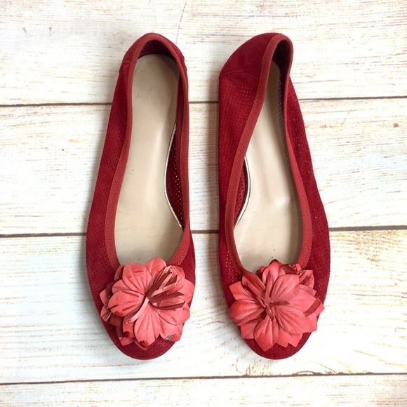 Manya Shoes - Manya red perforated suede ballet flats Italy 38